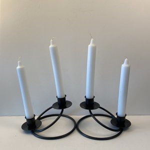 Metal candlestick holders set of 2 modern minimalist curved candelabra black